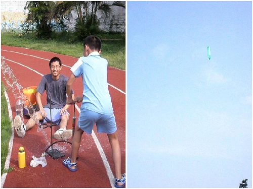 “水火箭”发射升空